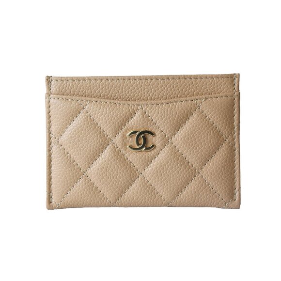Chanel Caviar Quilted Card Holder Gold Hardware Beige - Picture 1 of 2